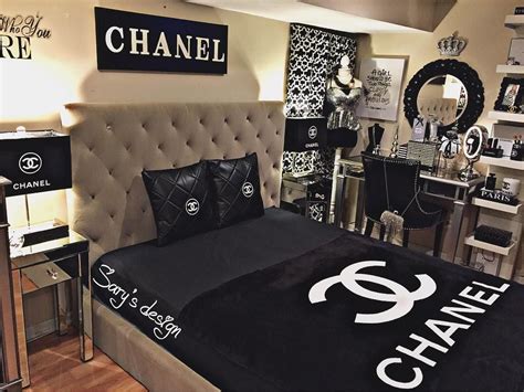 chanel themed bedroom|handmade Chanel decor.